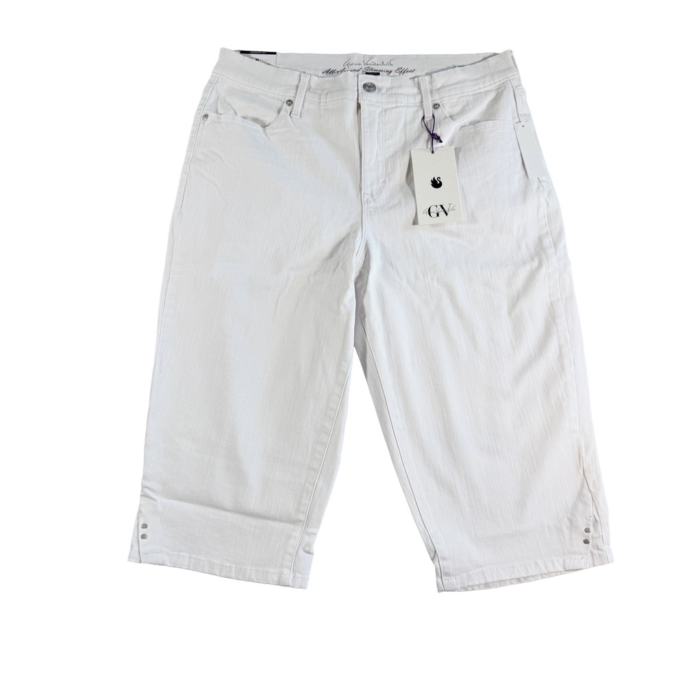 Gloria Vanderbilt‎ Womens Size 12P White Denim Capris Bermuda Shorts NWT